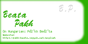 beata pakh business card